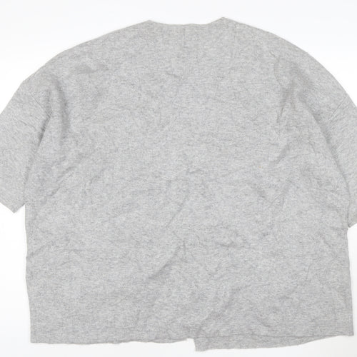 Phase Eight Womens Grey V-Neck Short Sleeve Knit Cardigan L