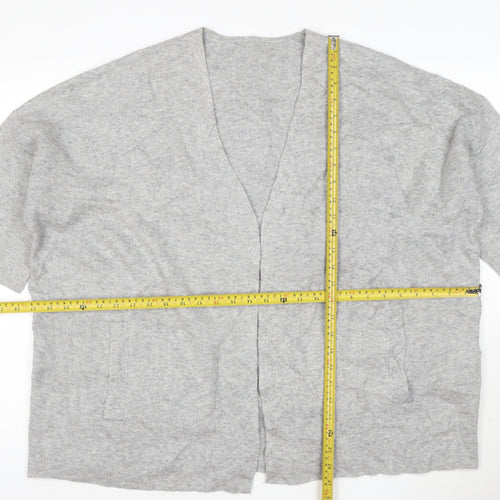 Phase Eight Womens Grey V-Neck Short Sleeve Knit Cardigan L