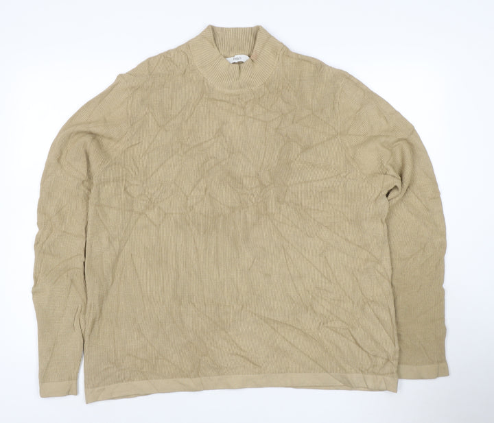 Marks and Spencer Men's Beige 2XL Cotton Modal Crew Neck Jumper