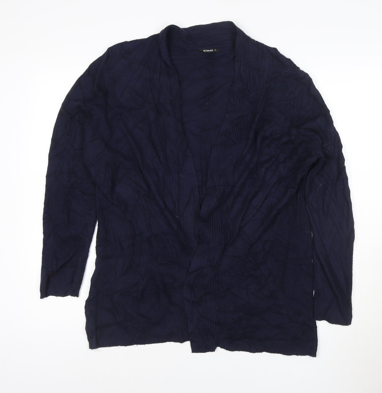 Roman Women’s Blue Long Sleeve Open Knit Cardigan Size 20