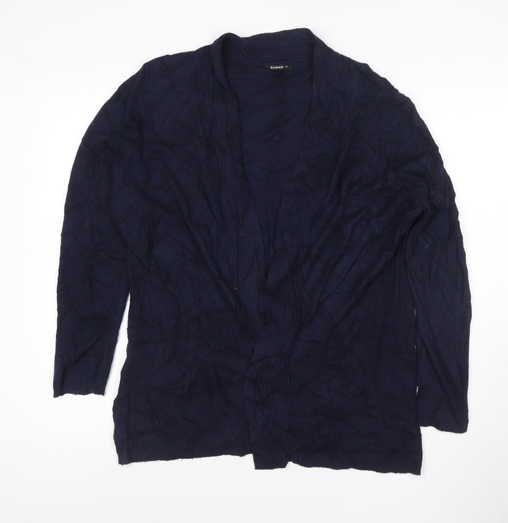 Roman Women’s Blue Long Sleeve Open Knit Cardigan Size 20