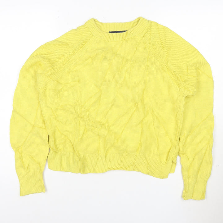 French Connection Women’s Yellow Cotton Crew Neck Jumper M