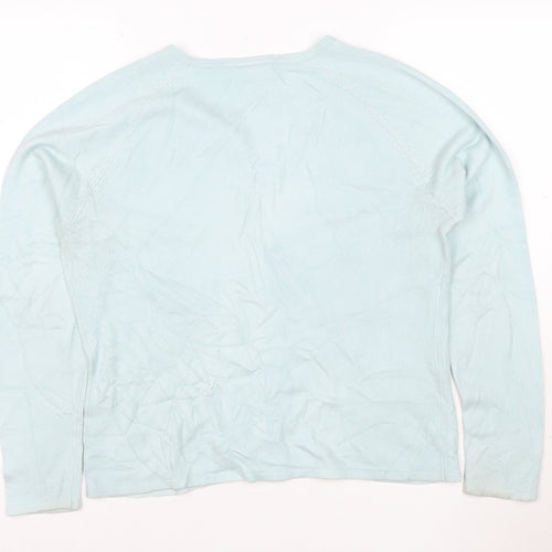 BHS Women Blue Size 12 Long Sleeve Crew Neck Knit Cardigan
