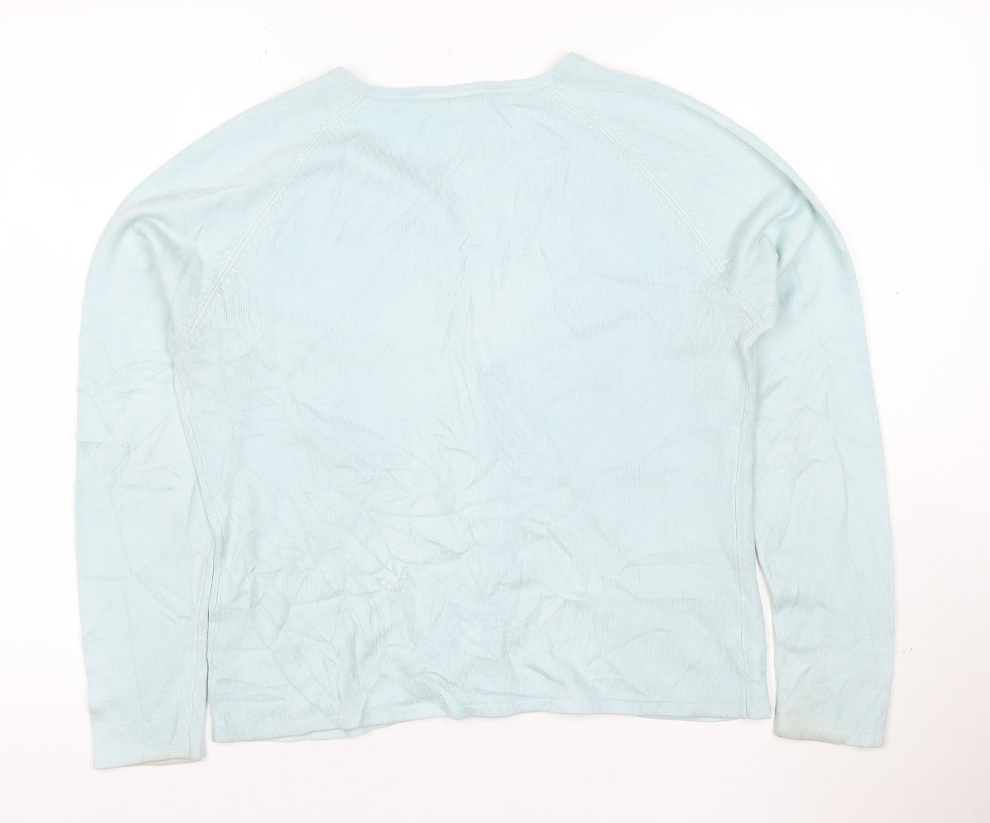 BHS Women Blue Size 12 Long Sleeve Crew Neck Knit Cardigan