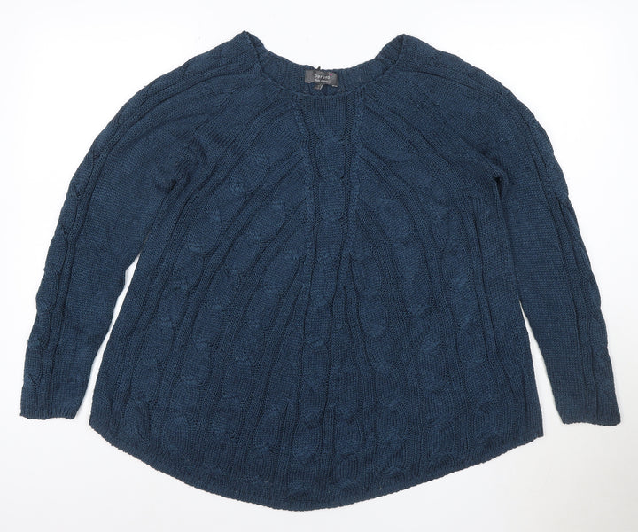 Per Una Women’s Blue Cable-Knit Long Sleeve Jumper Size L