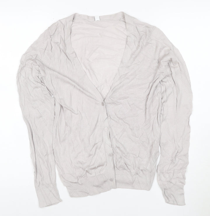 Uniqlo Women Beige M Modal V-Neck Long Sleeve Cardigan
