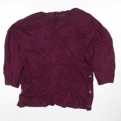 Marks and Spencer Women Purple 3/4 Sleeve Knit Pullover Jumper M
