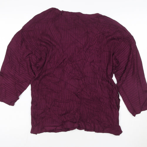 Marks and Spencer Women Purple 3/4 Sleeve Knit Pullover Jumper M