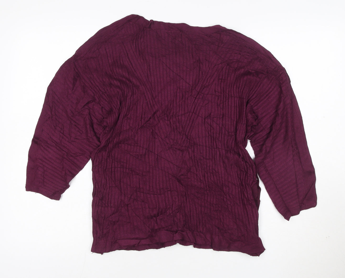 Marks and Spencer Women Purple 3/4 Sleeve Knit Pullover Jumper M
