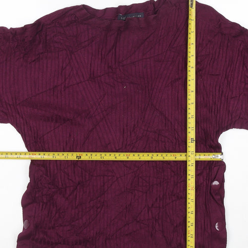 Marks and Spencer Women Purple 3/4 Sleeve Knit Pullover Jumper M