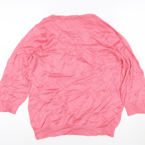 BHS Petite Women's Pink Scoop Neck 3/4 Sleeve Pullover Jumper Size M