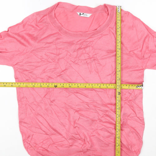 BHS Petite Women's Pink Scoop Neck 3/4 Sleeve Pullover Jumper Size M