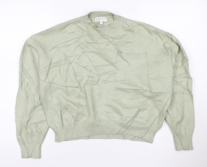 Apricot Women’s Green Crew Neck Relaxed Fit Knit Jumper Size 12