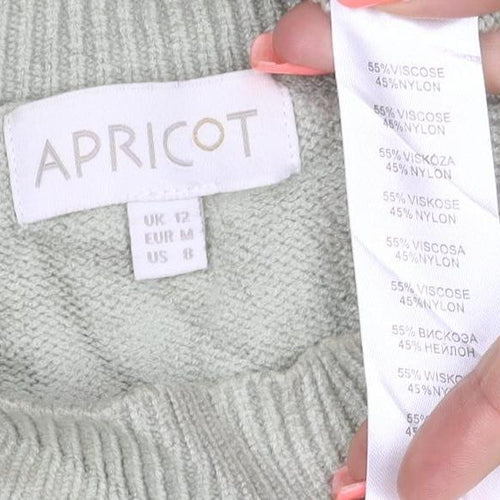 Apricot Women’s Green Crew Neck Relaxed Fit Knit Jumper Size 12