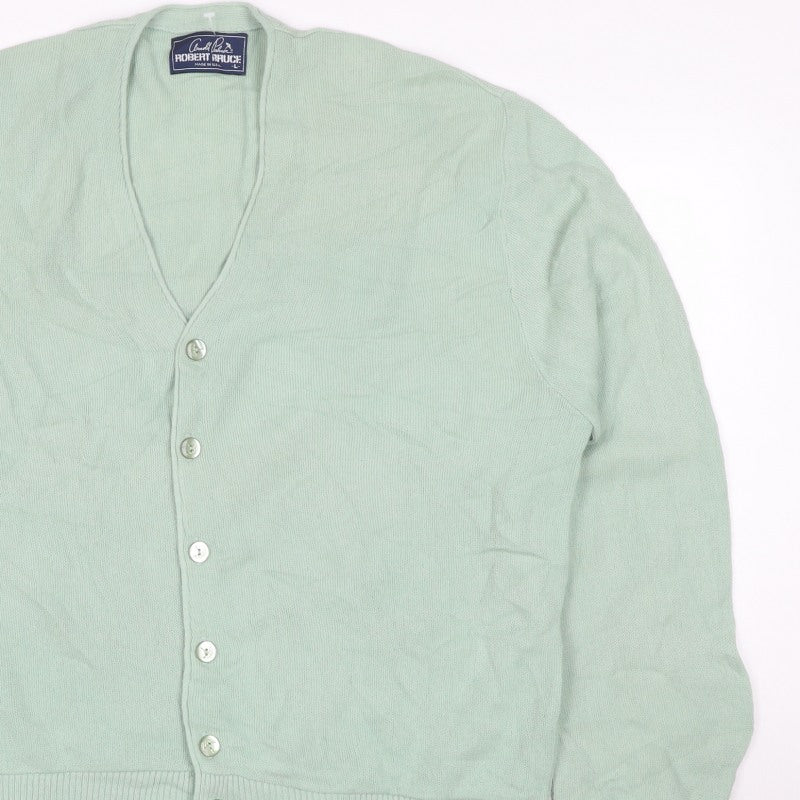 Arnold Palmer Robert Bruce Men's Green L V-Neck Button Cardigan