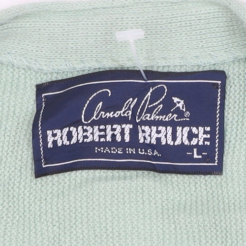 Arnold Palmer Robert Bruce Men's Green L V-Neck Button Cardigan