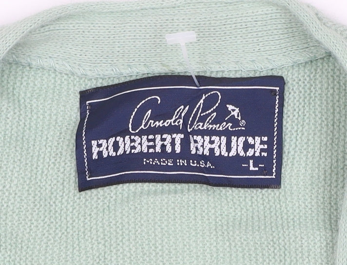 Arnold Palmer Robert Bruce Men's Green L V-Neck Button Cardigan