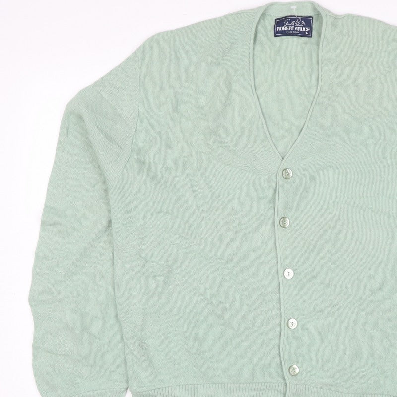 Arnold Palmer Robert Bruce Men's Green L V-Neck Button Cardigan