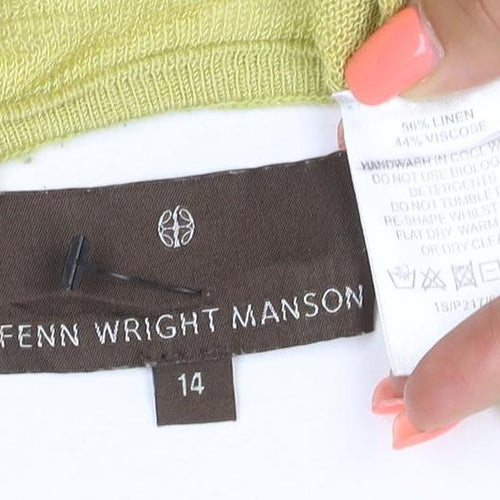 Fenn Wright Manson Women’s Green Linen Blend Tunic Blouse Size 14