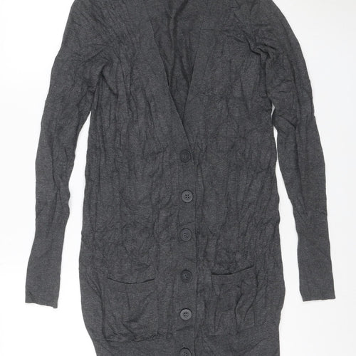Oasis Women Grey XS Cotton Button Long Sleeve Cardigan