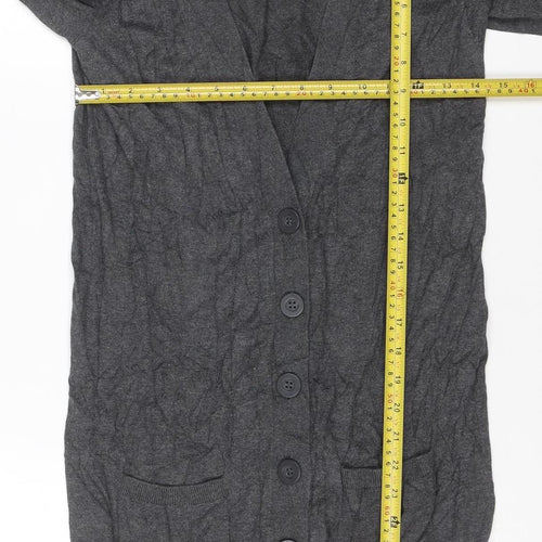 Oasis Women Grey XS Cotton Button Long Sleeve Cardigan