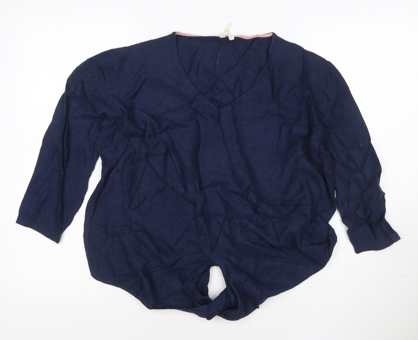 White Stuff Women’s Blue Cotton V-Neck Knit Pullover Jumper Size 12