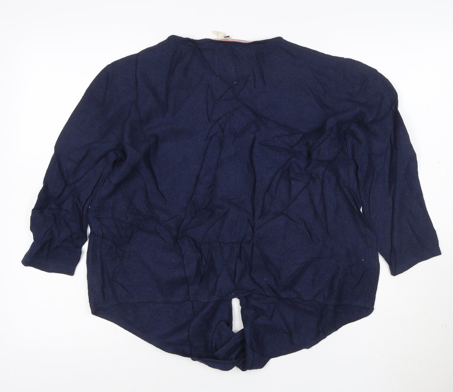 White Stuff Women’s Blue Cotton V-Neck Knit Pullover Jumper Size 12
