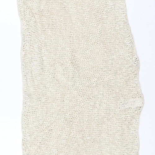 Marks and Spencer Women Beige Knit Linen Blend Sleeveless Shift Dress M