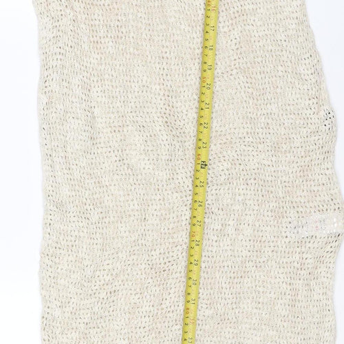 Marks and Spencer Women Beige Knit Linen Blend Sleeveless Shift Dress M