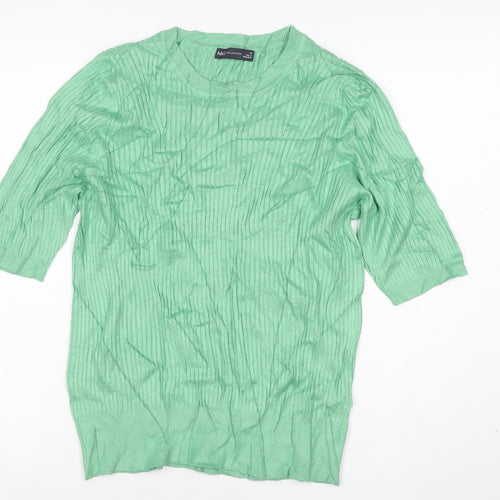 Marks and Spencer Women’s Green Ribbed Knit 3/4 Sleeve Top Size 16