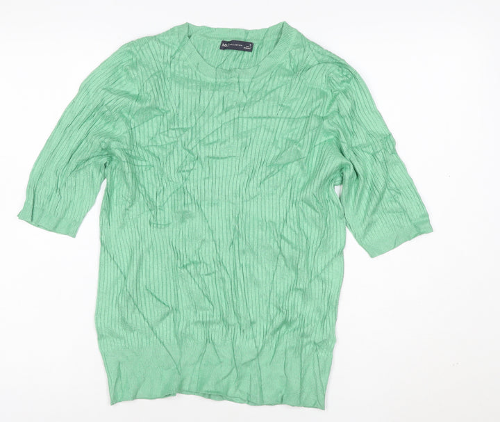 Marks and Spencer Women’s Green Ribbed Knit 3/4 Sleeve Top Size 16