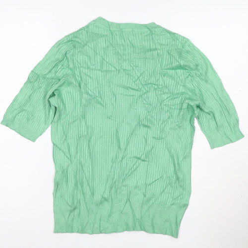 Marks and Spencer Women’s Green Ribbed Knit 3/4 Sleeve Top Size 16