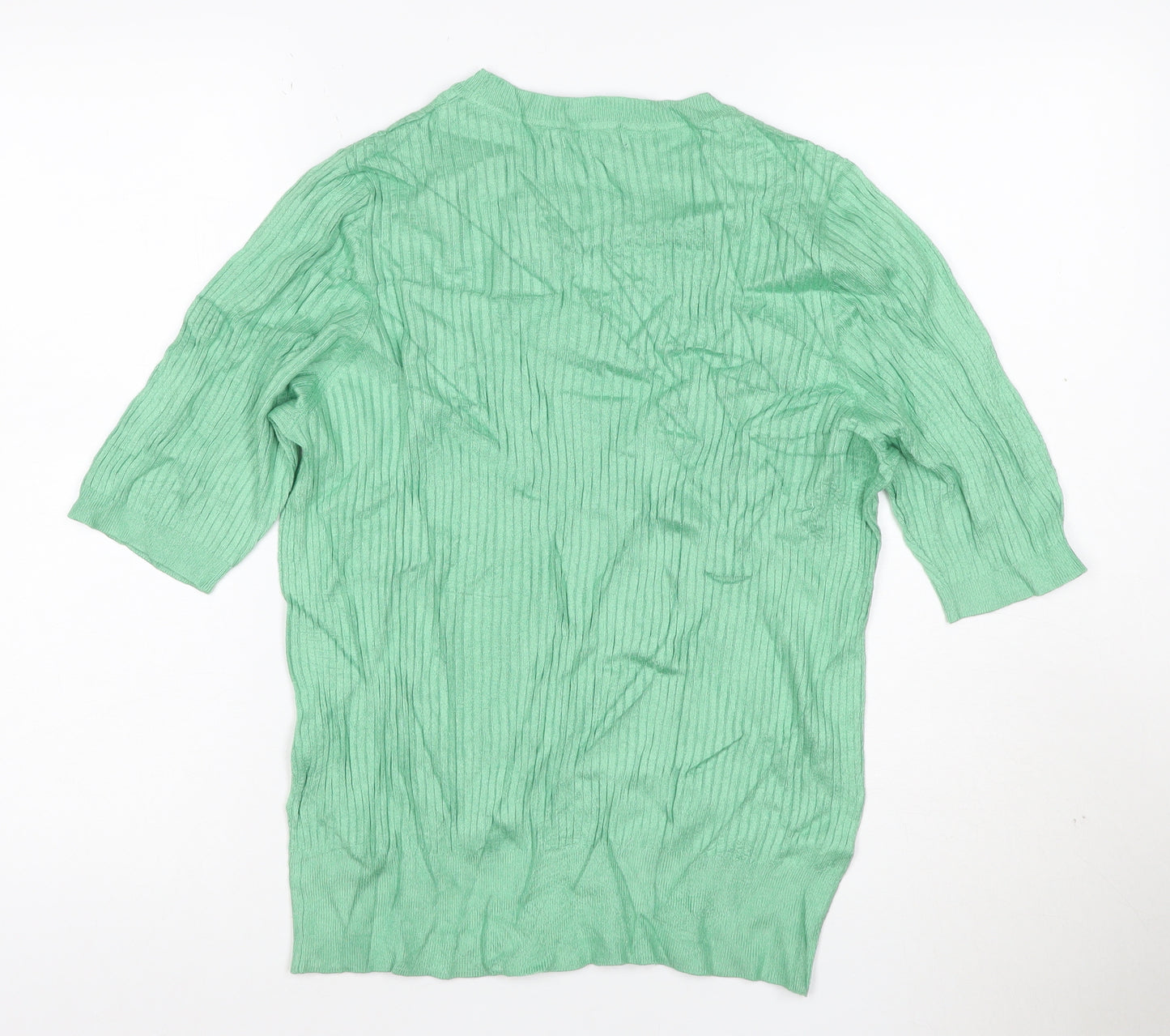 Marks and Spencer Women’s Green Ribbed Knit 3/4 Sleeve Top Size 16