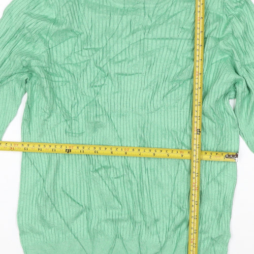 Marks and Spencer Women’s Green Ribbed Knit 3/4 Sleeve Top Size 16