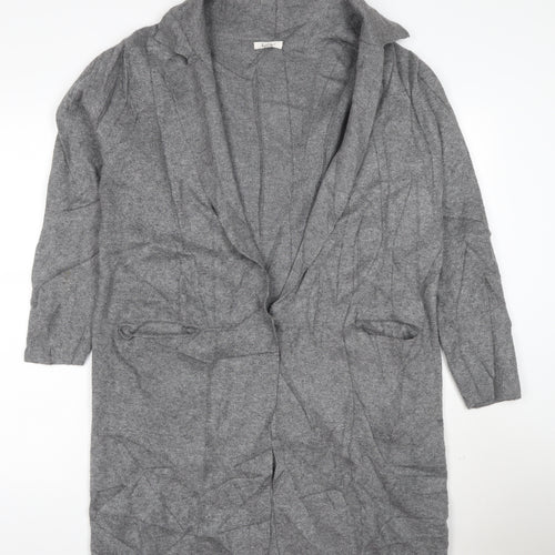 Kilty Paris Women’s Grey Wool Blend Collared Long Cardigan S