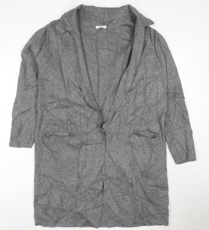 Kilty Paris Women’s Grey Wool Blend Collared Long Cardigan S