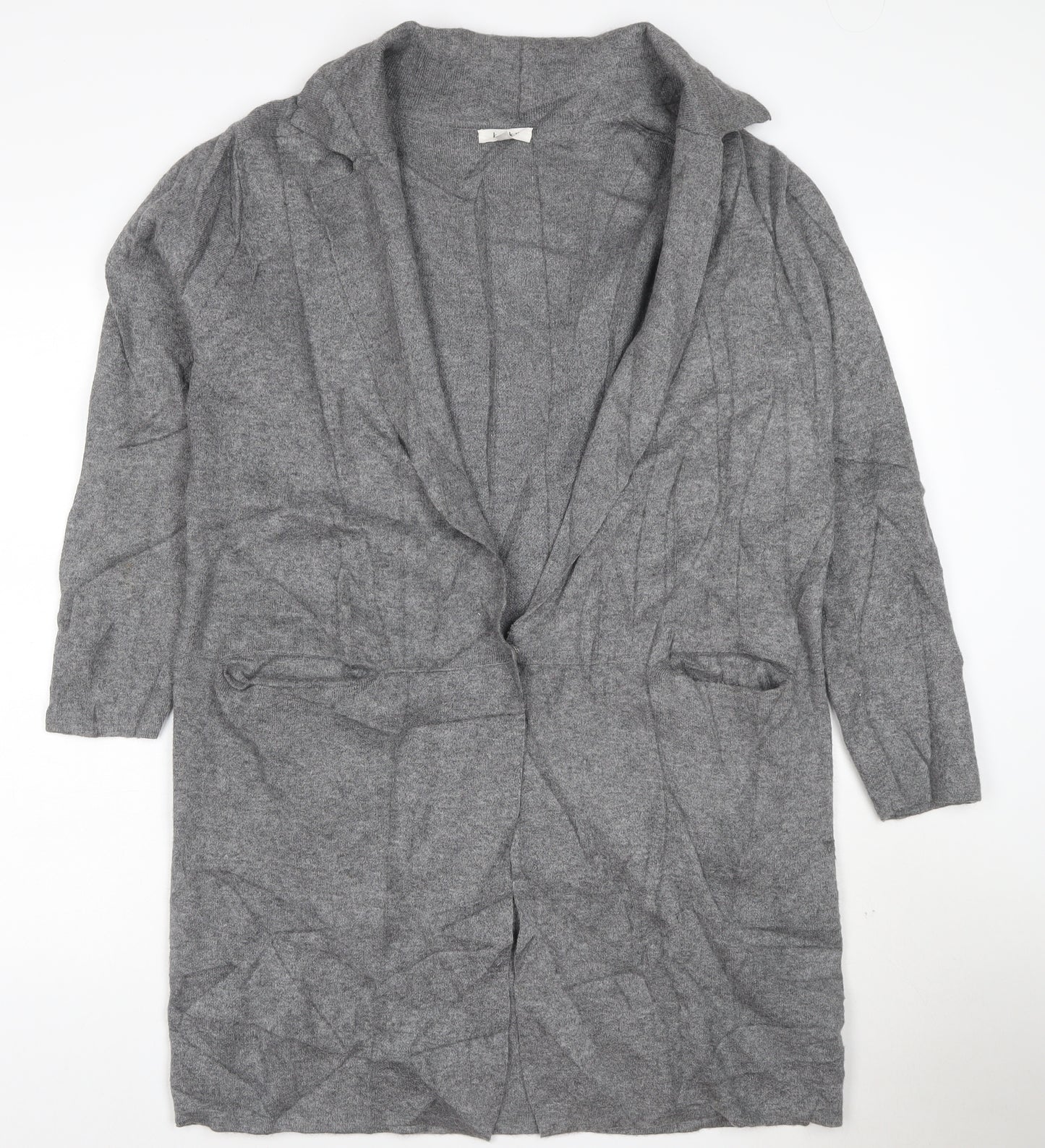 Kilty Paris Women’s Grey Wool Blend Collared Long Cardigan S