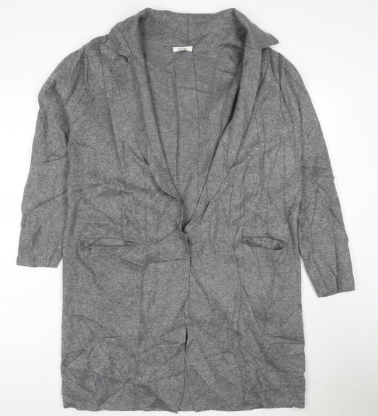 Kilty Paris Women’s Grey Wool Blend Collared Long Cardigan S