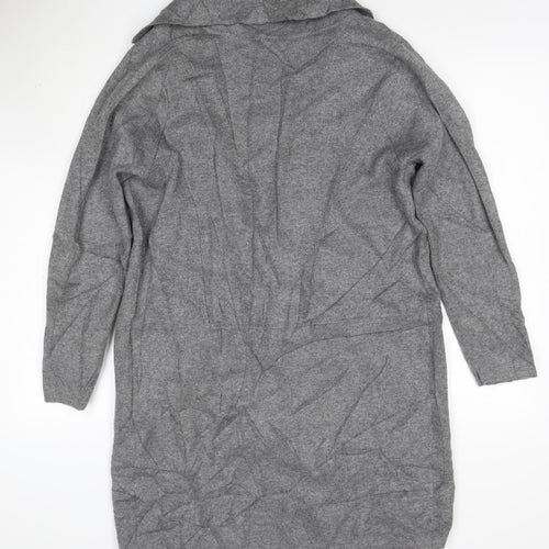Kilty Paris Women’s Grey Wool Blend Collared Long Cardigan S