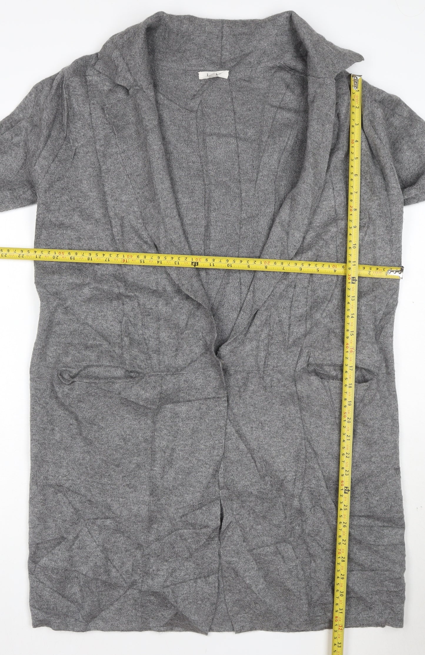 Kilty Paris Women’s Grey Wool Blend Collared Long Cardigan S