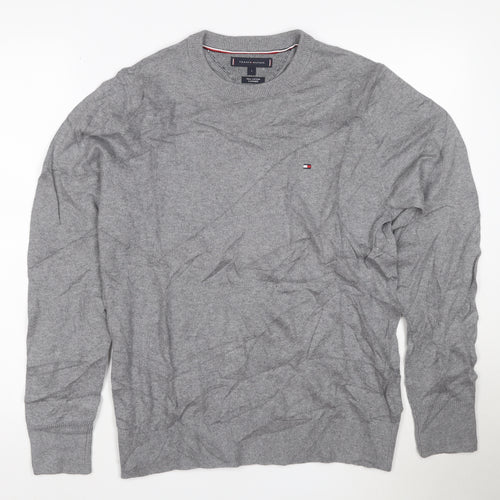Tommy Hilfiger Men's Grey Cotton Cashmere Crew Neck Jumper Size S