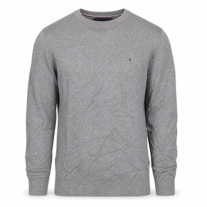 Tommy Hilfiger Men's Grey Cotton Cashmere Crew Neck Jumper Size S
