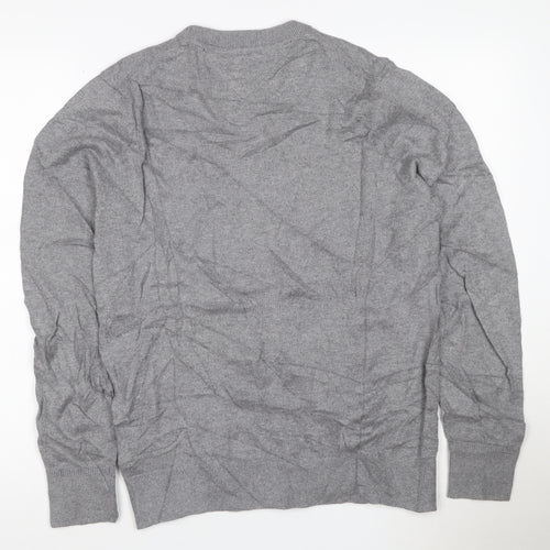 Tommy Hilfiger Men's Grey Cotton Cashmere Crew Neck Jumper Size S