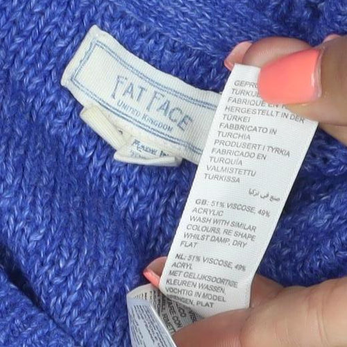 Fat Face Women's Blue Crew Neck Knit Pullover Jumper M