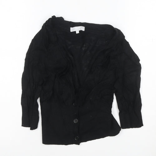 Red Herring Women's Black Ruffle V-Neck Cardigan Size S