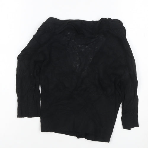 Red Herring Women's Black Ruffle V-Neck Cardigan Size S