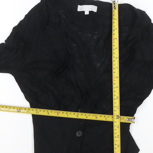 Red Herring Women's Black Ruffle V-Neck Cardigan Size S