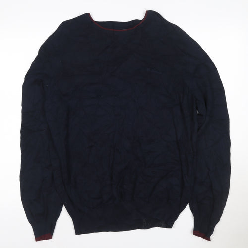 Ben Sherman Men's Blue Cotton Crew Neck Jumper Size L