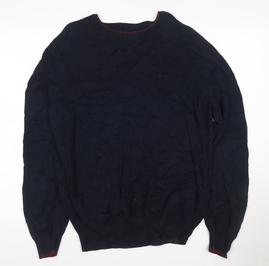 Ben Sherman Men's Blue Cotton Crew Neck Jumper Size L