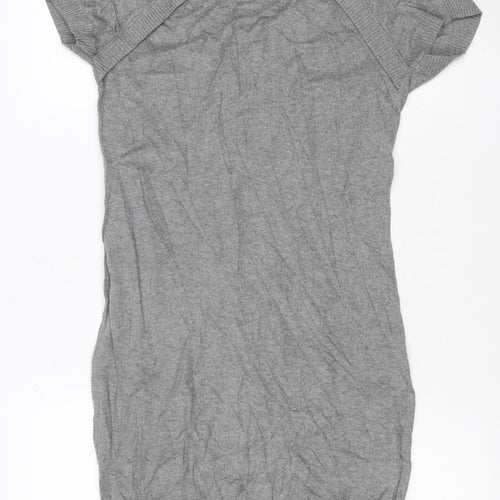Bench Women Grey XS Knit T-Shirt Dress Cotton Casual